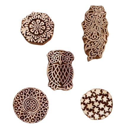 Set of 5 Piece New Mix Wooden Printing Blocks